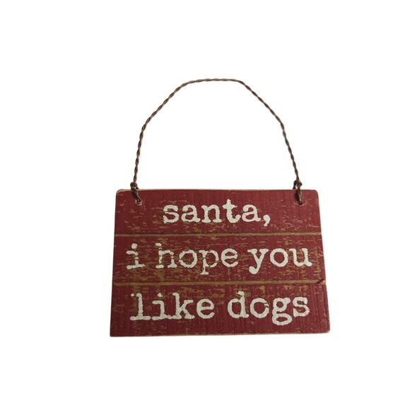 Christmas Ornament Yorkie Dog Puppy Santa I Hope You Like Dogs Wood Gift - Picture 3 of 5